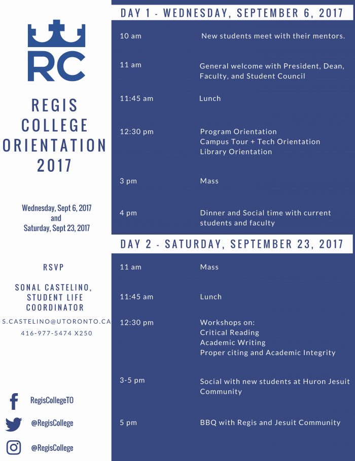 Regis College Student Orientation Day 2 (MANDATORY for all new