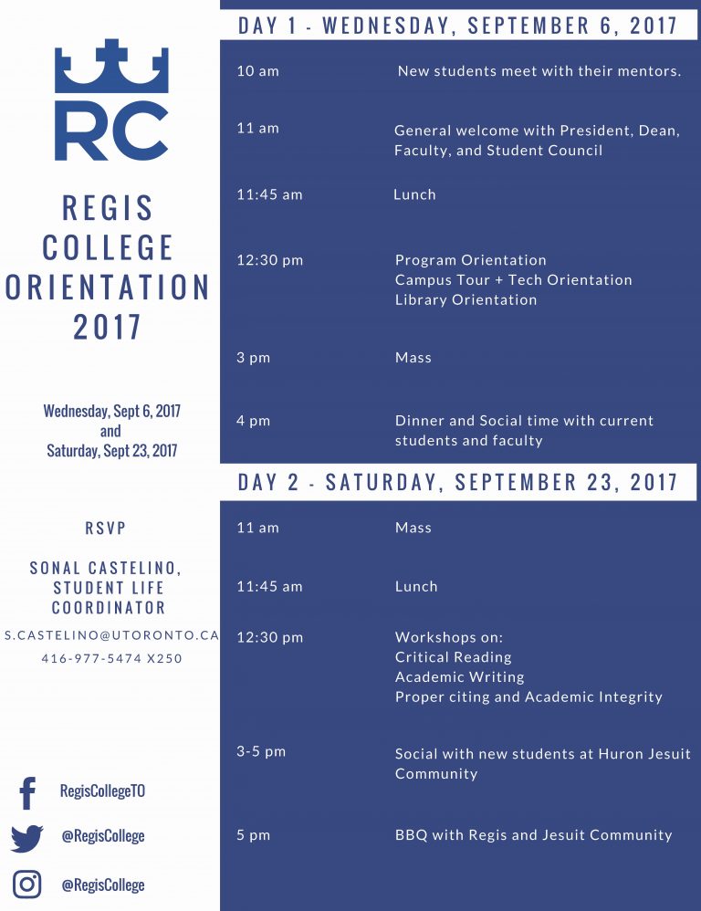 Regis College Student Orientation Day 1 (MANDATORY for all new